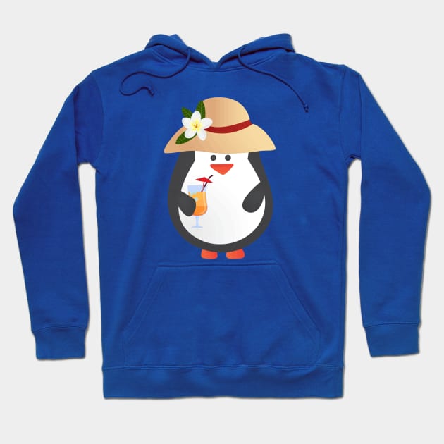 Cute Penguin with Tropical Hat and Drink Hoodie by bluerockproducts